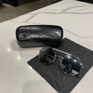 Chanel mirror silver aviator Sunglasses